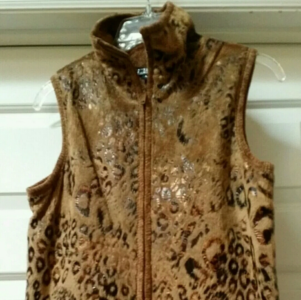 New Lisa International Cheetah Vest Brown Sz PS